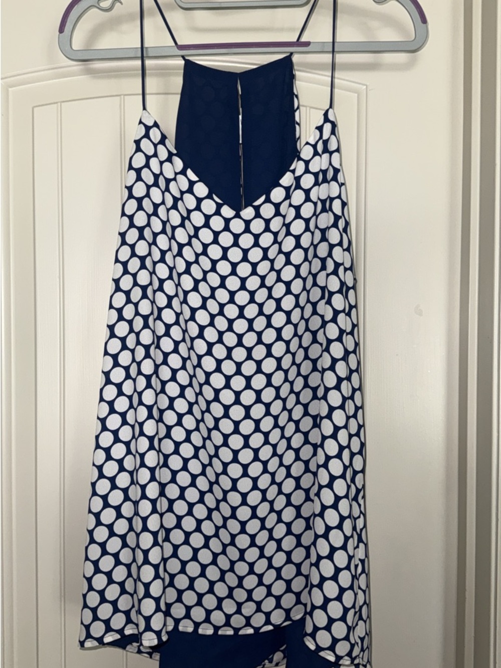Navy & White Polka Dot Spaghetti Strap Top